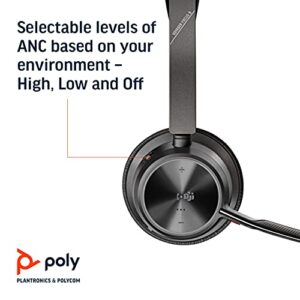 Poly - Voyager Focus 2 UC USB-C Headset (Plantronics) - Bluetooth Dual-Ear (Stereo) Headset with Boom Mic - USB-C PC/Mac Compatible - Active Noise Canceling - Works with Teams (Certified), Zoom & more