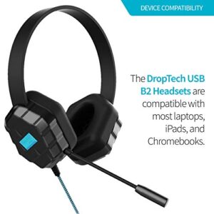 Gumdrop DropTech USB B2 Over-Ear Headphone with Built-in Mic Designed for K-12 Students, Teachers and Classrooms– Drop Tested, Rugged and Reliable for an Enhanced Educational Learning Experience–Black