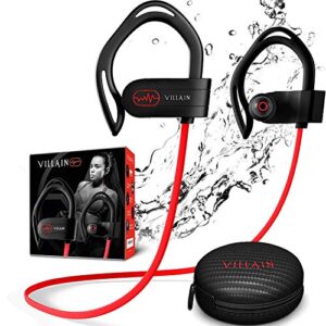 villain sport headphones | running headphones | workout headphones | gym headphones | wireless bluetooth earbuds ipx7 hifi hd sound with thumping bass