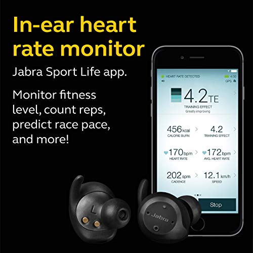 Jabra Elite Sport Earbuds – Waterproof Fitness & Running Earbuds with Heart Rate and Activity Tracker, True Wireless Bluetooth Earbuds with Superior Sound, Advanced Connectivity and Charging Case