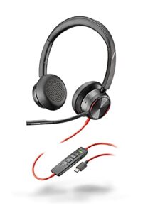 poly (plantronics + polycom) blackwire 8225 wired headset with boom mic (plantronics) – dual-ear (stereo) – usb-c to connect to your pc/mac – works with teams, zoom & more, (214407-01)