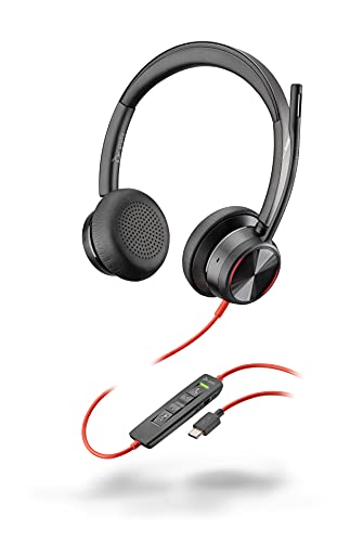 Poly (Plantronics + Polycom) Blackwire 8225 Wired Headset with Boom Mic (Plantronics) - Dual-Ear (Stereo) - USB-C to Connect to Your PC/Mac - Works with Teams, Zoom & More, (214407-01)