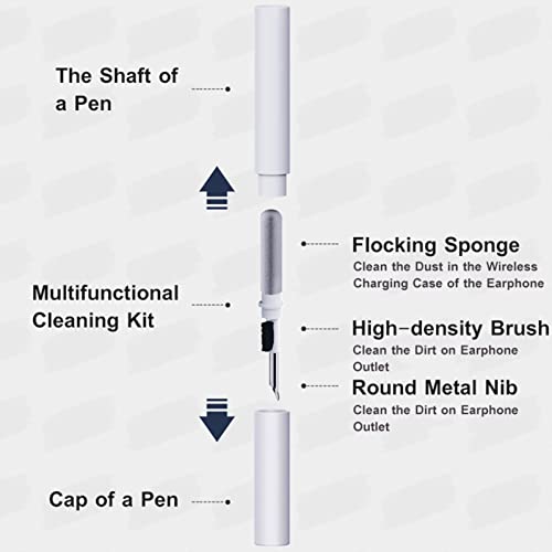 Tresoba Cleaning Pen for Airpods Cleaner Kit Compatible with Airpods Pro 1 2 Wireless Earphones, Airpods Cleaning Tools for Bluetooth Earphones Cleaning Pen (White-1)