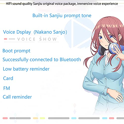 YTDTKJ Nakano Miku Bluetooth Headphones,The Quintessential Quintuplets Headphone with Build-in Mic,Foldable Over Ear Wireless Headphones,Hi-Fi Stereo for Cosplay,Blue, 17TTAXXCB06390B63FQTF