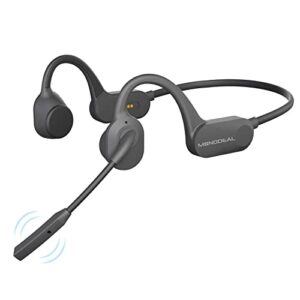 monodeal bone conduction headphones with mic, open ear headphones wireless bluetooth 5.2/multi-point capable,bone conduction earbuds with noise canceling microphone,for driving, work, home office
