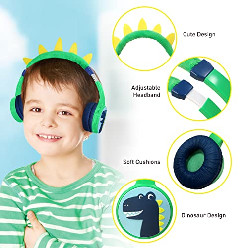 JBUNION Kids Bluetooth Headphones, with 85dB Volume Limited Adjustable Headphones, Wireless Bluetooth Headphones, Aux 3.5mm Cable Included for Boys Girls Study, School, Kids Headset for ipad/Tablet