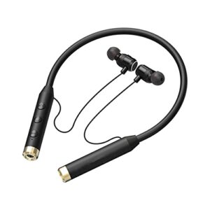 nvahva flashlight wireless headphone neckband bluetooth headset in ear buds sport earphone with handsfree mic 70 hrs playtime micro sd card mp3 player music scene sounds type-c charge (black)