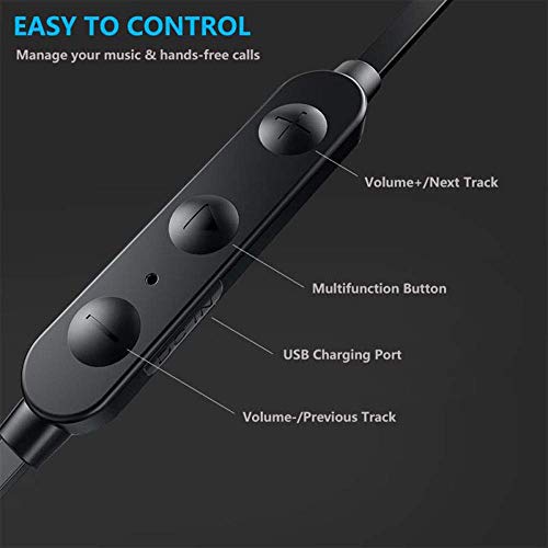 Wireless Headphones, Bluetooth Headphones IPX7 Waterproof 16 Hours Playtime Bluetooth V5.0, with Magnetic Connection, Sports Earbuds for Running Built-in Mic (Black)