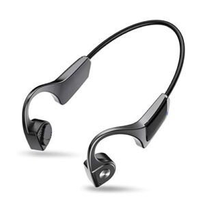 bone conduction headphones, bluetooth 5.0 with mic, open-ear wireless bone conduction, lightweight sweatproof music answer phone call sports headset for running hiking driving bicycling (gray)