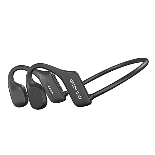 Open Ear Air Conduction Headphones, Music Earphones Wireless Bluetoeth 5.2 Headset with Up to 7 Hours Playtime Built-in ENC Mic, Hi-Fi Sound Lightweight for Home Office Commute Indoor Use(Black)