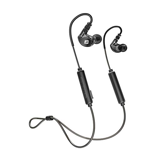 MEE audio M6 X6 Sweatproof Sports Bluetooth Wireless in-Ear Earphones with Headset and Earhooks for Running, Gym, and Workouts (Latest Version with aptX Low Latency)