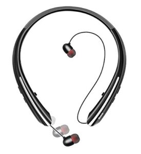 neckband bluetooth headphones,wireless bluetooth headphones with retractable earbuds, cvc8.0 noise cancelling stereo headset call vibrate alert earphones with mic (black 2023)
