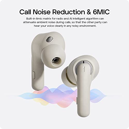 Tribit True Wireless Earbuds, Active Noise Cancelling Bluetooth Earphones Transparency Mode 6Mics ENC Hearing Compensation Audiodo Personal Sound 36H Playtime Headphones in Ear, FlyBuds C1 Pro