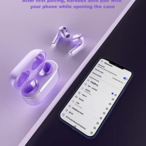 Wireless Earbuds Bluetooth 5.3 Headphones Built-in 4-Mic Clear Call in-Ear Ear Buds Noise Cancelling 30Hrs Playtime Earphones with USB-C Charging Case IPX7 Waterproof Earbuds for iPhone/Android Purple