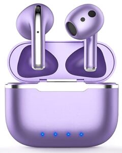 wireless earbuds bluetooth 5.3 headphones built-in 4-mic clear call in-ear ear buds noise cancelling 30hrs playtime earphones with usb-c charging case ipx7 waterproof earbuds for iphone/android purple