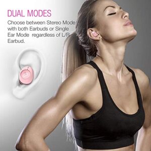 Purity True Wireless Earbuds with Immersive Sound, Bluetooth 5.0 Earphones in-Ear with Charging Case Stereo Calls/Built-in Microphones/IPX5 Sweatproof/Pumping Bass for Sports, Workout, Gym - Pink