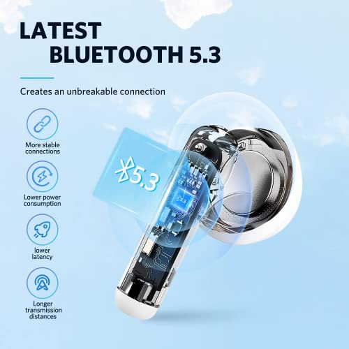 KAHPAN Wireless Earbuds, Bluetooth 5.3 Earbuds with 30H Playtime, IPX7 Waterproof Stereo Sound True Wireless Earbuds Built-in Microphone, Bluetooth Headphones for Sport and Working