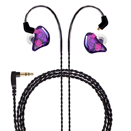 BASN in-Ear Monitor Headphones Dual Dynamic Drivers in Ear Earphones Detachable MMCX Cable Musicians in-Ear Earbuds Headphones (BC100 Purple, with no Mic)