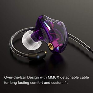 BASN in-Ear Monitor Headphones Dual Dynamic Drivers in Ear Earphones Detachable MMCX Cable Musicians in-Ear Earbuds Headphones (BC100 Purple, with no Mic)