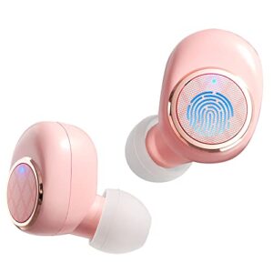 backwin wireless earbuds bluetooth headphones, 28h play time, clear calls, cvc8.0 noise cancellation, bluetooth 5.3, touch control, built-in mic, deep bass, ipx7 waterproof sports/travel/work (pink)