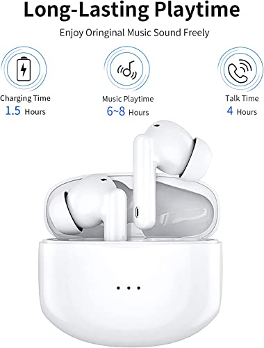 HISOOS Wireless Earbuds Bluetooth Active Noise Cancelling Headphone Wireless Ear Buds in-Ear Headphones with Charging Case IPX7 Waterproof Earphones for iPhone Android,Music Game Call (White)