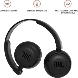 JBL T460BT - On-Ear Wireless Bluetooth Headphones, Extra Bass with 11 Hours Playtime & Mic - Includes Velvet Pouch Carrying Bag - (Black)