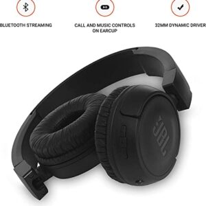 JBL T460BT - On-Ear Wireless Bluetooth Headphones, Extra Bass with 11 Hours Playtime & Mic - Includes Velvet Pouch Carrying Bag - (Black)