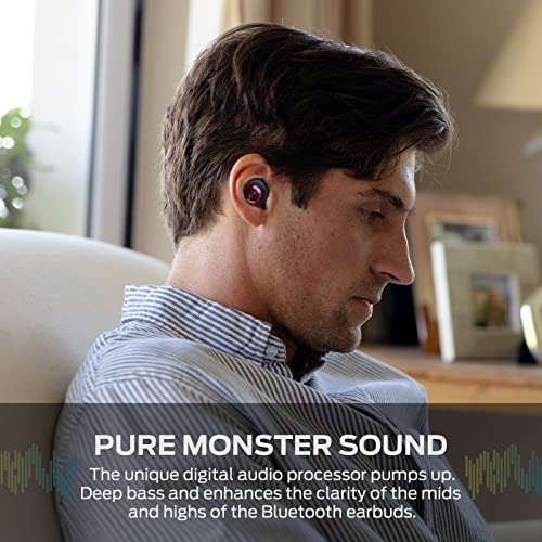 Monster Wireless Earbuds, Bluetooth 5.0 in-Ear Stereo Headphones, USB-C Quick Charge, Built-in Mic for Clear Calls,Water Resistant Design for Sports