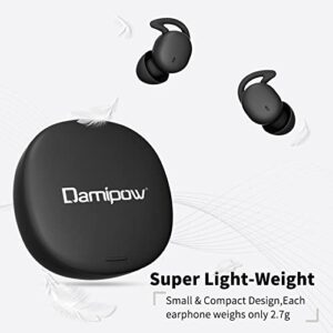 Damipow True Wireless Sleep Earbuds, Noise Blocking Technology Bluetooth Headphones in-Ear, Smallest and Lightest, Ultra Comfortable Designed to Help You Asleep Faster and Sleep Better (Black)