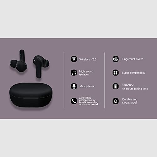 Amaitree Wireless Earbuds,True Wireless Stereo Earbuds for Android/iOS/Laptop/Game/Sport,Bluetooth 5.0 in-Ear Earbuds,Built-in Mic,Touch,White LED Power Display USB-C Charging Case