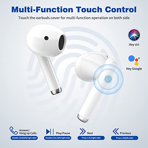 Wireless Earbuds for Samsung S23 Ultra S22 A53, 5.3 Bluetooth Headphones Noise Canceling Ear Bud with Earhooks Touch Control Stereo for iPhone 14 Pro Max 13 12 X Pixel 7 Pro 6 6A OnePlus 11 Android