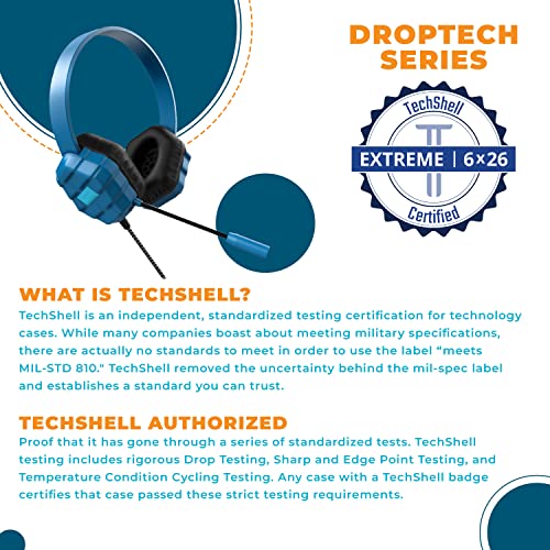 Gumdrop DropTech B1 Headset Over-Ear Headphones for Kids w/Boom Mic, 3.5 mm Chew Proof Cord for K-12, Students & Classroom (Drop Tested, Comfortable, Lightweight, Rugged, Easy Cleaning) - Blue