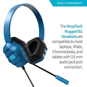 Gumdrop DropTech B1 Headset Over-Ear Headphones for Kids w/Boom Mic, 3.5 mm Chew Proof Cord for K-12, Students & Classroom (Drop Tested, Comfortable, Lightweight, Rugged, Easy Cleaning) - Blue