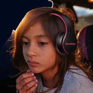 BESTGOT Kids Bluetooth Headphones BT6002 Wireless Headphones for Kids Children Adults for School Foldable Headset for 18 Hours for PC/Phone/Tablets/TV (Black/Red)