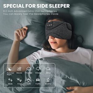 Flashmen Bluetooth Sleep Mask with White Noise Blackout Light Ice-Feeling Extra Soft Modal Lining Sleep Eye Mask Ultra-Thin Sleeping Headphones (Black)