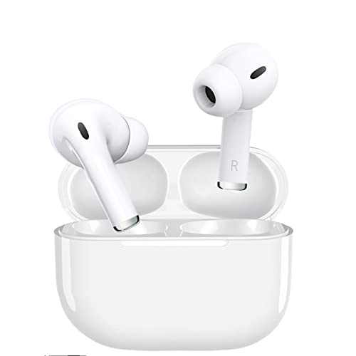 Wireless Earbuds Bluetooth 5.3 with Deep Bass Mic Noise Reduction IPX7 Waterproof Lightning Connector Beats Earbuds Wireless Pro with Charging Case Earbuds with Microphone for Android iPhone White