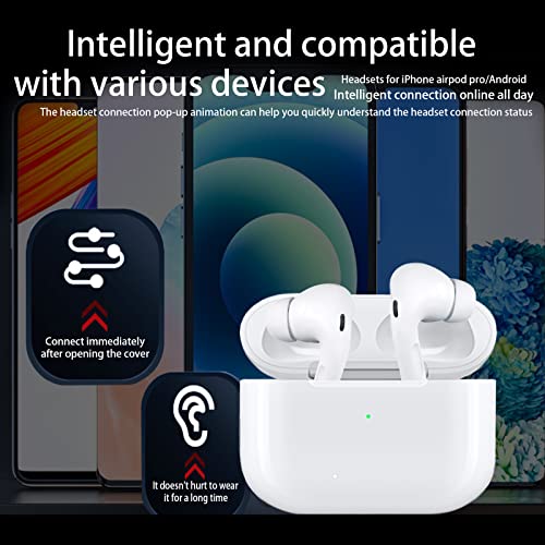 Wireless Earbuds Bluetooth 5.3 with Deep Bass Mic Noise Reduction IPX7 Waterproof Lightning Connector Beats Earbuds Wireless Pro with Charging Case Earbuds with Microphone for Android iPhone White