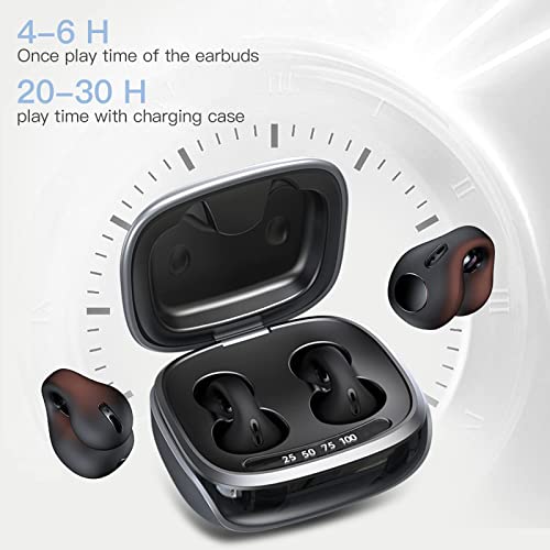 Loluka Wireless Ear Clip Open Ear Bone Conduction Earbuds Head Phones Small Ear Canals Clip On Bone Conduction Head Set Open Ear Headphones Bone Conducting Induction Headphones Earphones Bluetooth