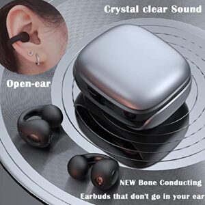 Loluka Wireless Ear Clip Open Ear Bone Conduction Earbuds Head Phones Small Ear Canals Clip On Bone Conduction Head Set Open Ear Headphones Bone Conducting Induction Headphones Earphones Bluetooth