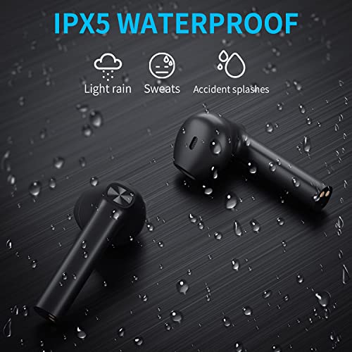 Ear Buds Wireless Earbuds, Bluetooth Earphones Clear Call with Charging Case, Bluetooth 5.3 Earbuds Deep Bass Built-in Mic, IPX5 Waterproof Headphones, 30 Hrs Compatible with iPhone & Android Black