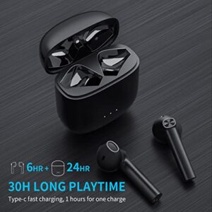 Ear Buds Wireless Earbuds, Bluetooth Earphones Clear Call with Charging Case, Bluetooth 5.3 Earbuds Deep Bass Built-in Mic, IPX5 Waterproof Headphones, 30 Hrs Compatible with iPhone & Android Black