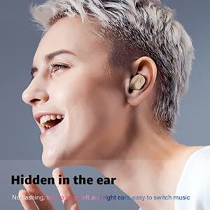 GOALSEN X7 Single Bluetooth Wireless Earbud Mini Invisible in-Ear Super Long Battery Life Headphone -Beige