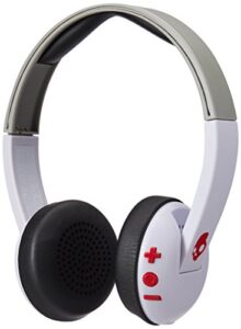 skullcandy uproar bluetooth wireless on-ear headphones with built-in microphone and remote, 10-hour rechargeable battery, soft synthetic leather ear pillows for comfort, white/gray/red