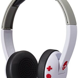 Skullcandy Uproar Bluetooth Wireless On-Ear Headphones with Built-In Microphone and Remote, 10-Hour Rechargeable Battery, Soft Synthetic Leather Ear Pillows for Comfort, White/Gray/Red