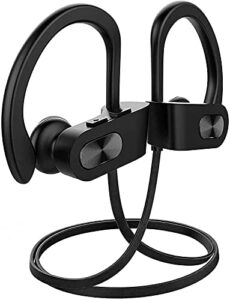 redzoo bluetooth headphones, bluetooth 5.0 wireless earbuds sports, 22hr playtime bluetooth earphones for running w/25° ergonomic ear hooks, ipx7 waterproof, noise cancelling mic (black)