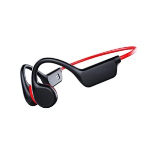 dmnzoey bone conduction bluetooth headset wireless open ear headphones 32g mp3 earbuds suitable for swimming and diving and other underwater sports red