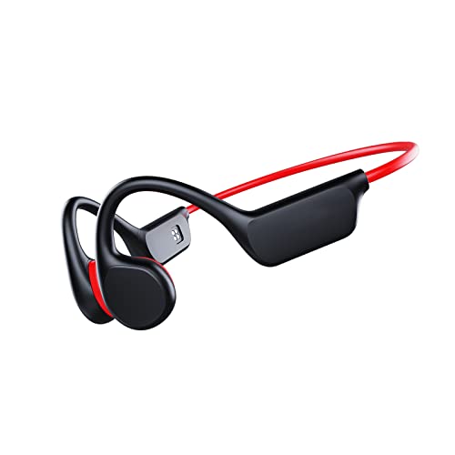 Dmnzoey Bone Conduction Bluetooth Headset Wireless Open Ear Headphones 32G mp3 Earbuds Suitable for Swimming and Diving and Other Underwater Sports red