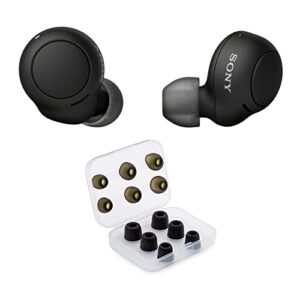 sony wf-c500 truly wireless in-ear bluetooth earbud headphones (black) bundle with foam and silicone earbud tips (2 items)