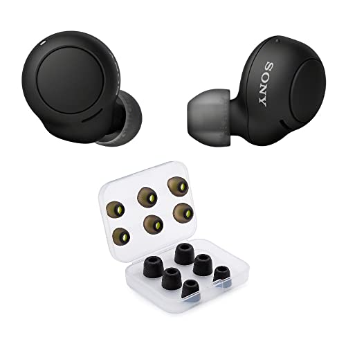 Sony WF-C500 Truly Wireless in-Ear Bluetooth Earbud Headphones (Black) Bundle with Foam and Silicone Earbud Tips (2 Items)