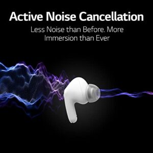 LG Tone Free UFP8 - Enhanced Active Noise Cancelling True Wireless Bluetooth Earbuds(TWS) with Meridian Sound, UVnano 99.9% Bacteria Free, Immersive 3D Sound, 3 Mic for Work/Home Office, White